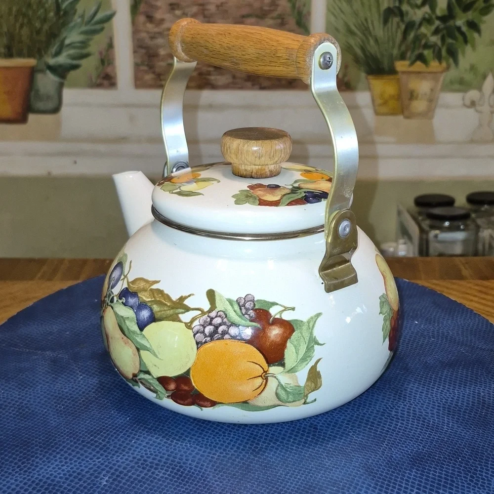 Fruit Patterned Teapot with Wooden Handle (#TK-5)